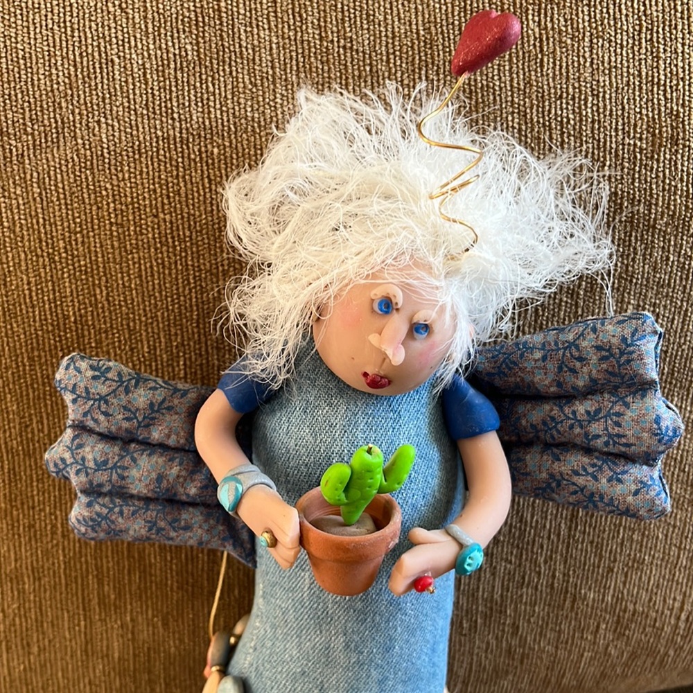 Handcrafted WHIMSICAL‎ Blue Angel Stuffed Ornament - Picture 4 of 6